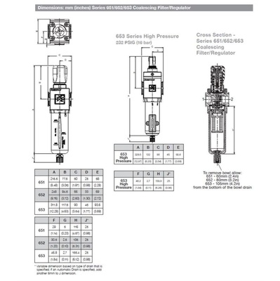 G652ACDM4GA00GN NUMATICS/AVENTICS COALESCING FILTER/REGULATOR<BR>652 SERIES 1/2" G, 0.3MIC, 7-125PSI, MB W/SG, SEMI AD, LP BAR GAUGE